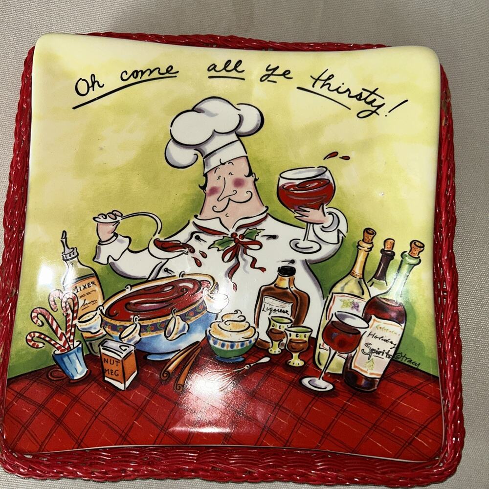 Oh come all ye thirsty tray with wicker base